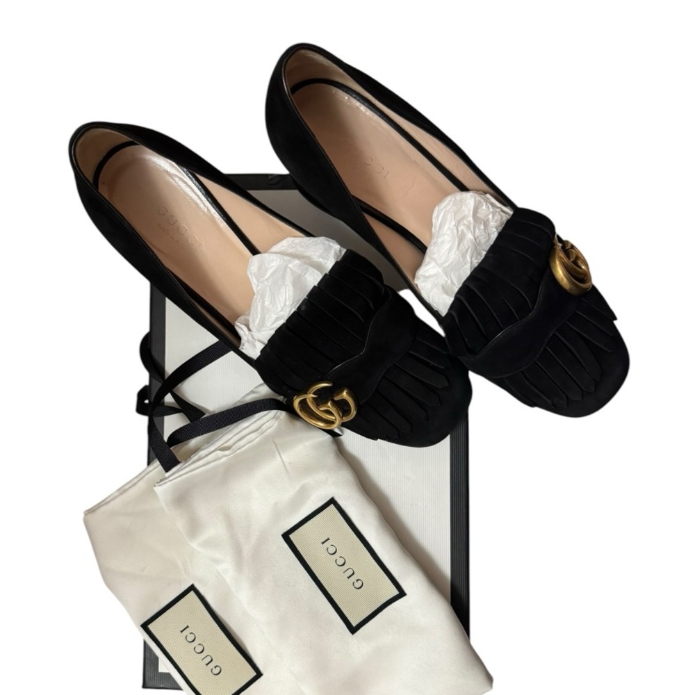 Gucci Black Heels with Gold Accent